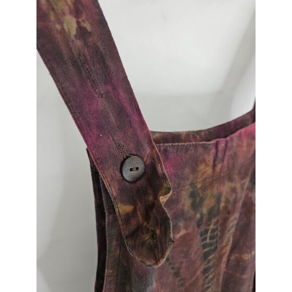 Earthbound Boho Overalls Tie Dye Brown Orange Hippie Pockets Women Sz M Wide leg - Picture 3 of 6